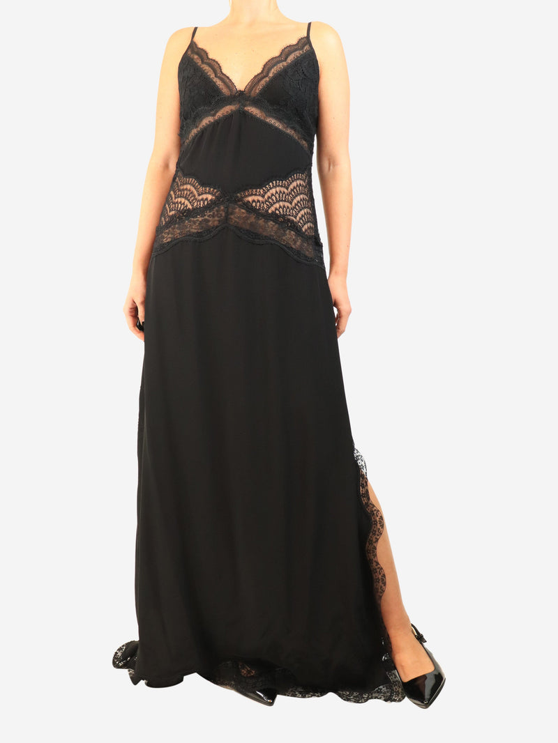 Black satin-lace slip dress - size UK 10 Dresses Raey 