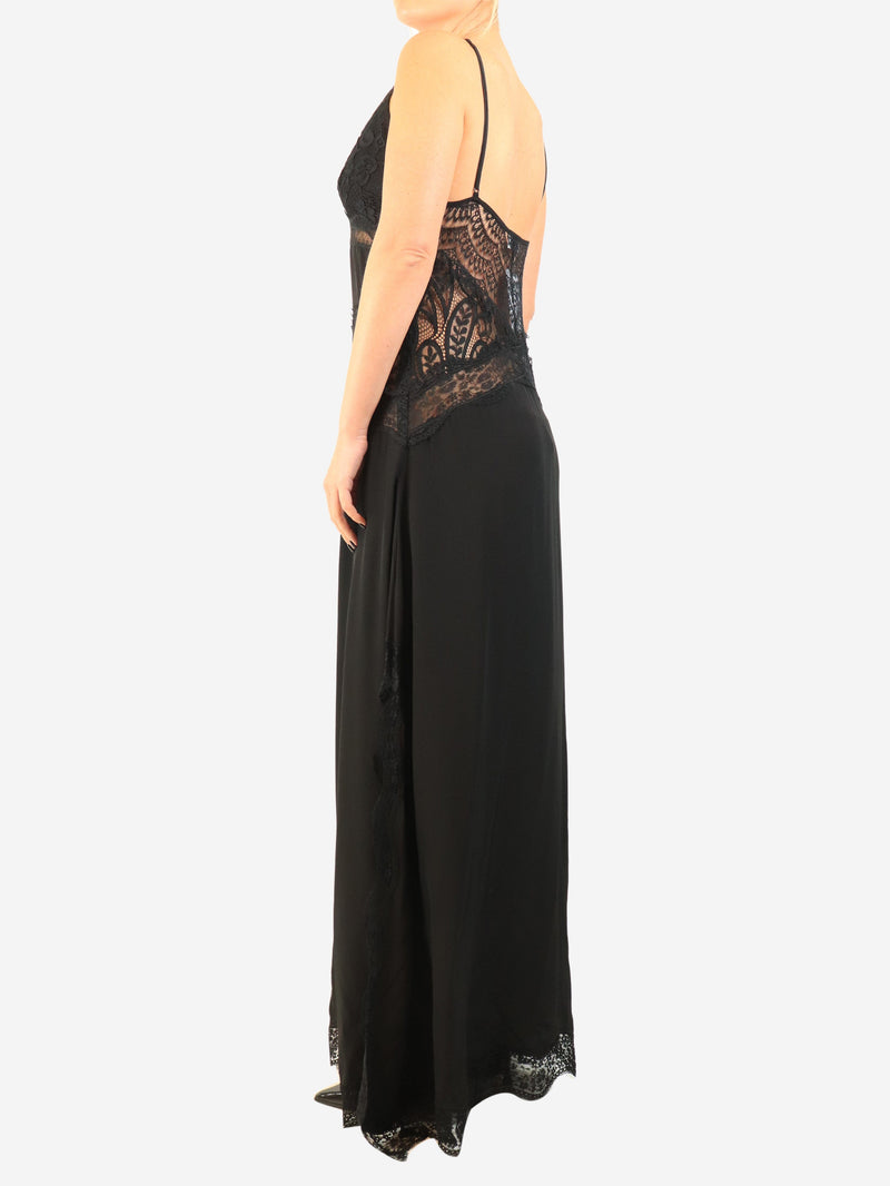 Black satin-lace slip dress - size UK 10 Dresses Raey 