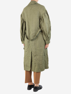 Green heavyweight linen trench coat - size S Coats & Jackets Loulou Studio 