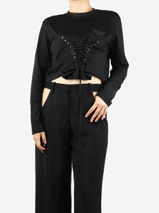 Prada Black lace-up cropped top - size M