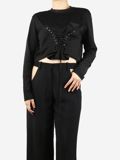 Black lace-up cropped top - size M Tops Prada 