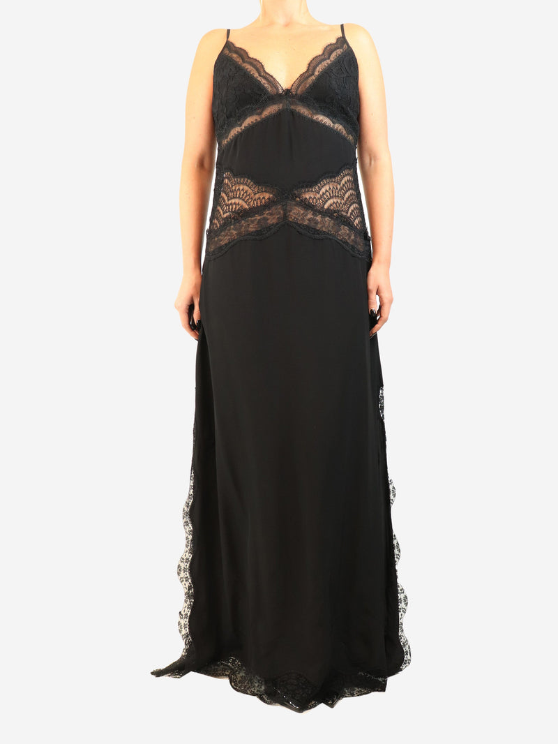 Black satin-lace slip dress - size UK 10 Dresses Raey 