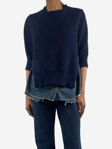 Sacai Blue panelled denim knit top - size UK 6