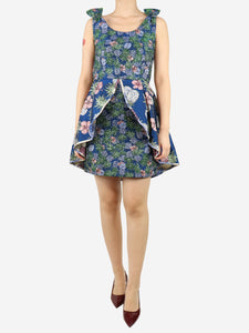 Pinko Blue floral jacquard mini dress - size UK 10