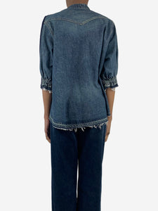 Sacai Blue panelled denim knit top - size UK 6