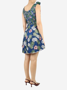 Pinko Blue floral jacquard mini dress - size UK 10