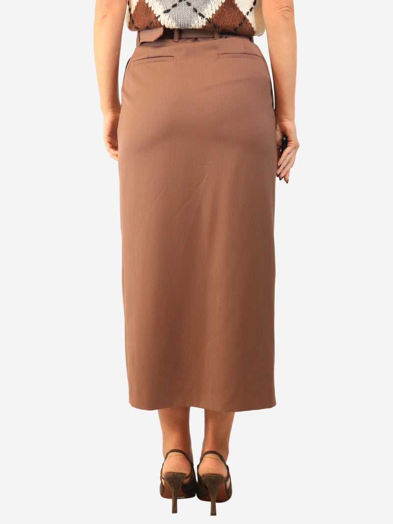 Brown belted wool midi skirt - size UK 8 Skirts Dries Van Noten 