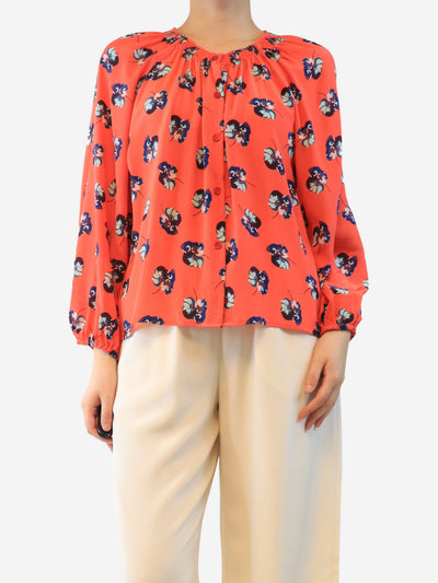 Red silk floral blouse - size M Tops Tucker 