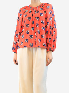 Red silk floral blouse - size M Tops Tucker 