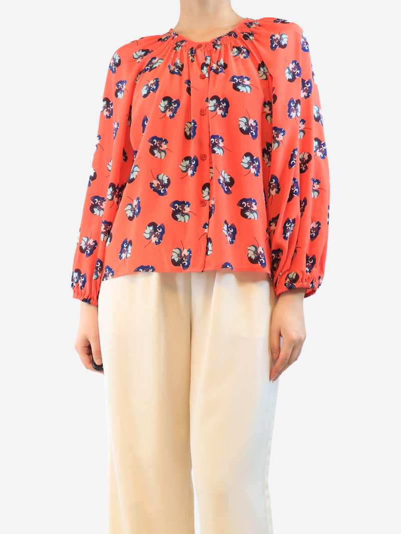 Red silk floral blouse - size M Tops Tucker 