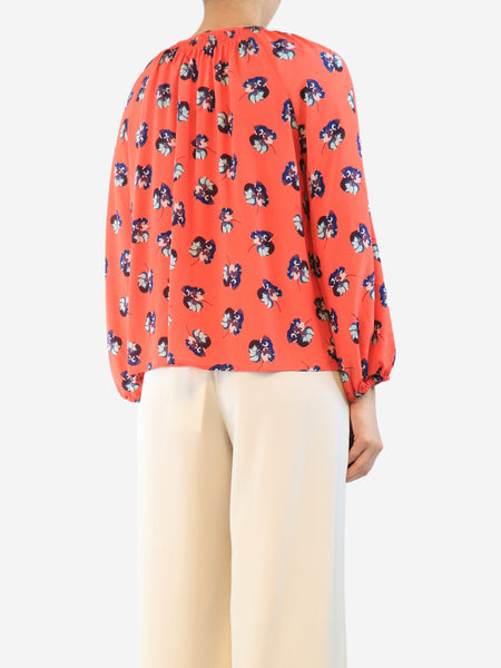 Red silk floral blouse - size M alternate image