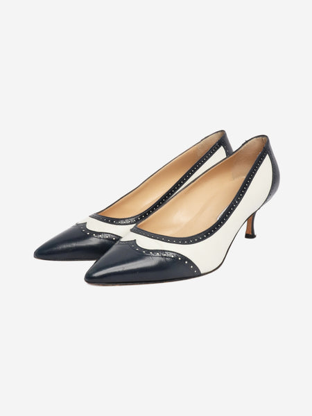 Navy leather kitten-heel pumps - size EU 41.5 alternate image