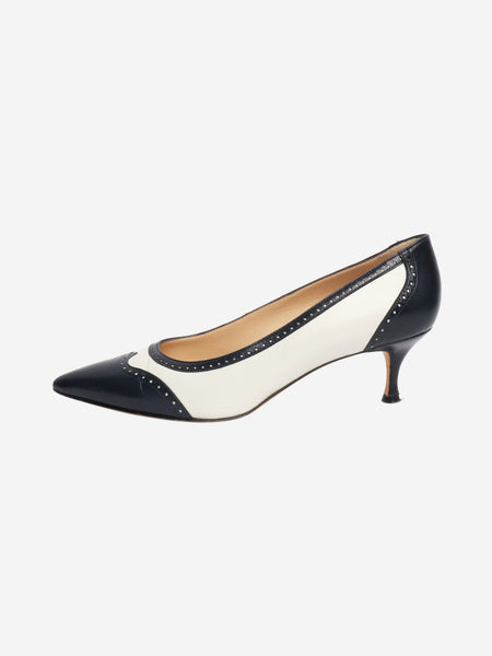Navy leather kitten-heel pumps - size EU 41.5 product image