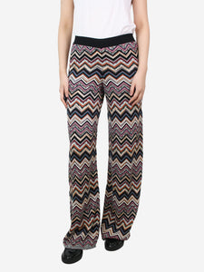 Missoni Multicoloured wide-leg wool-blend trousers - size UK 12