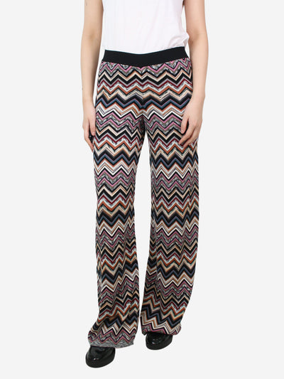 Multicoloured zigzag pattern wide-leg wool-blend trousers - size UK 12 Trousers Missoni 
