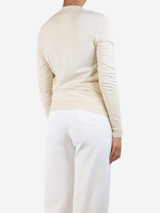 Hermes Neutral sheer buckle printed cardigan - size UK 6