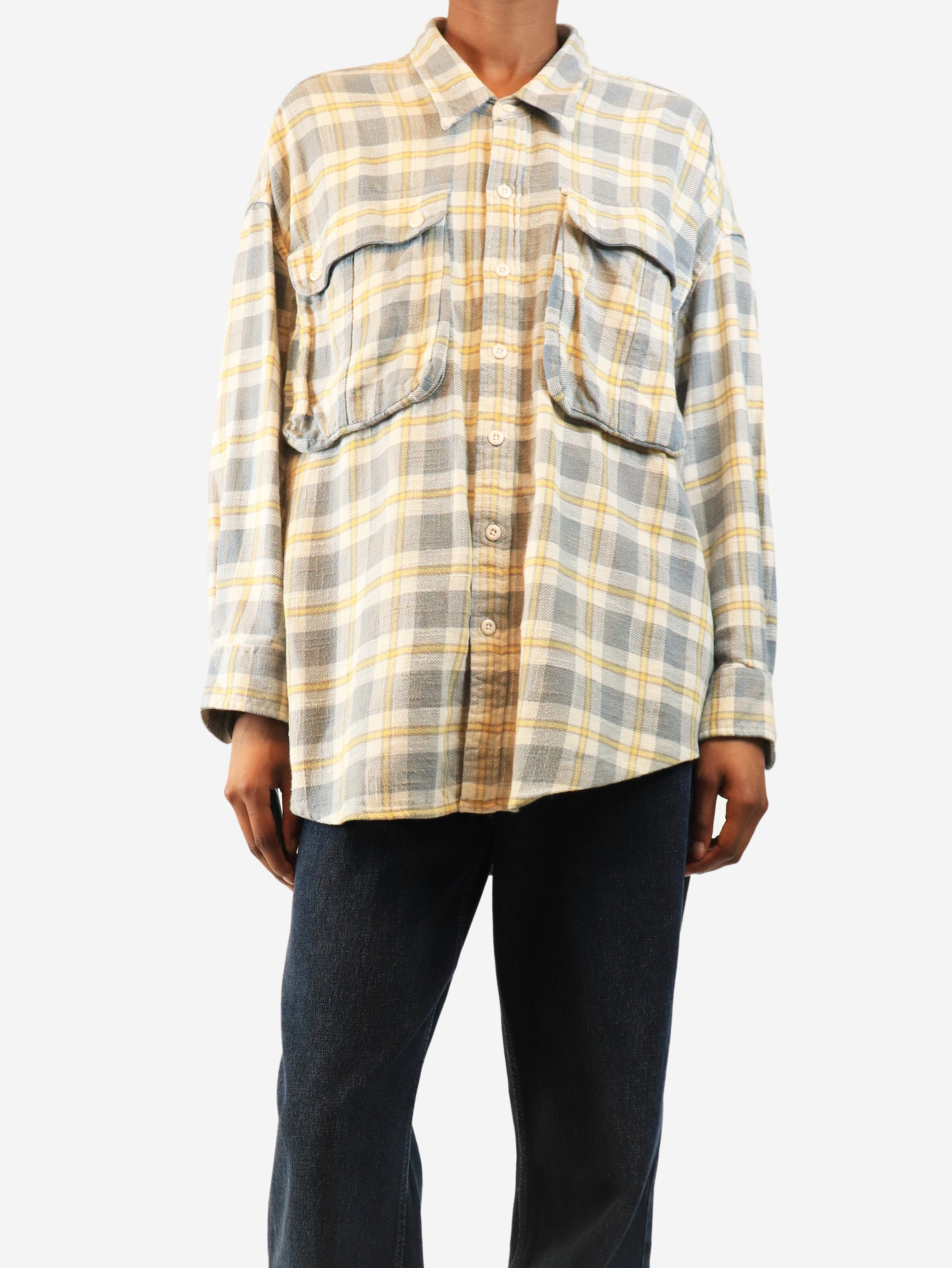 Blue and yellow oversized plaid shirt - size XS – Sign of the Times