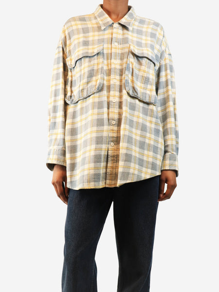 Blue and yellow oversized plaid shirt - size XS product image