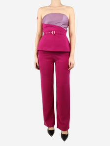 Joanna Andreos Magenta strapless top and trouser set - size UK 10