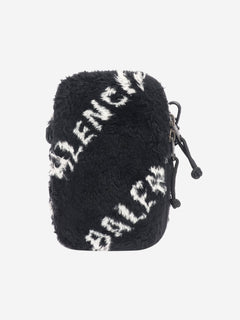 Black faux fur logo explorer crossbody pouch Cross-body bags Balenciaga 
