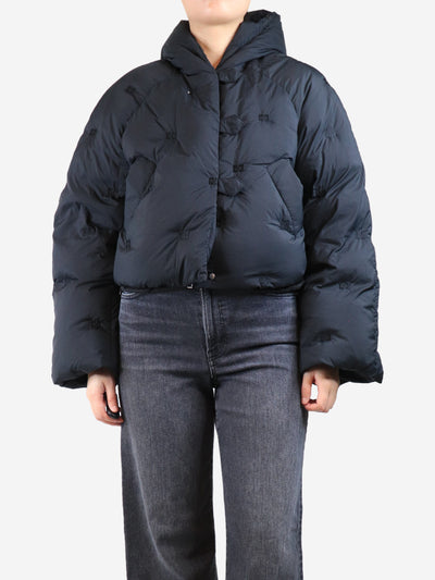 Black cropped hooded puffer jacket - size UK 8 Coats & Jackets Ganni 