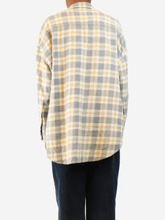 Blue and yellow oversized plaid shirt - size XS