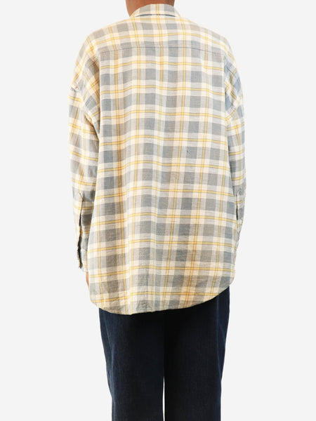 Blue and yellow oversized plaid shirt - size XS alternate image