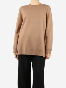 Theory Brown crewneck wool long jumper - size S