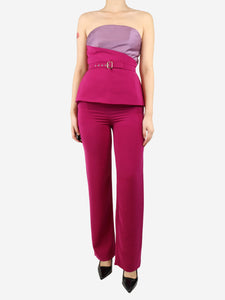 Joanna Andreos Magenta strapless top and trouser set - size UK 10