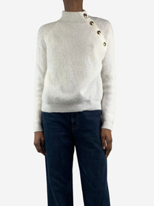 La Maille Sezane Cream mohair ribbed jumper - size XS