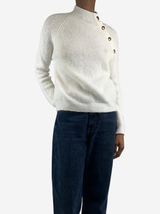 La Maille Sezane Cream mohair ribbed jumper - size XS