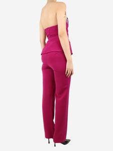 Joanna Andreos Magenta strapless top and trouser set - size UK 10