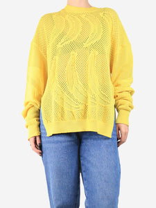 Sonia Rykiel Yellow banana crochet knit top - size XL