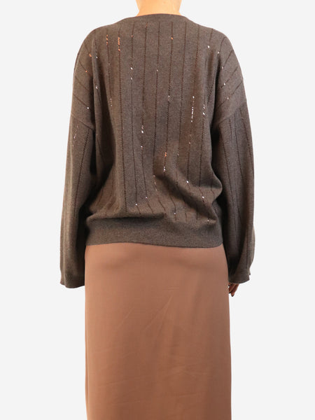 Brown sequin-striped sweater - size M alternate image