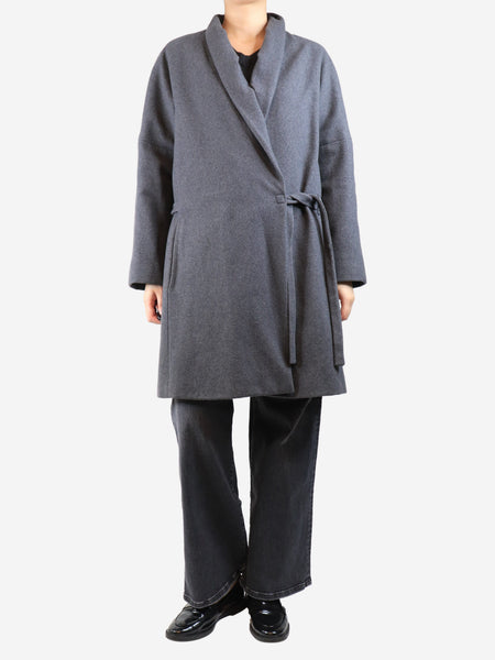 Grey wool coat with belt - size L product image