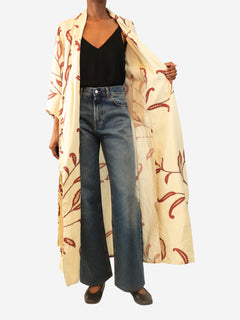 Cream printed linen robe - size XS