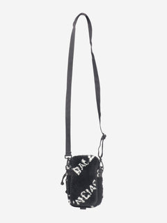 Black faux fur logo explorer crossbody pouch Cross-body bags Balenciaga 