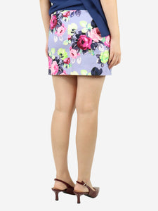 Carven Blue floral mini skirt - size UK 10