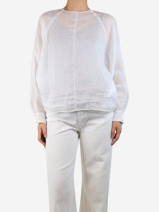 Max Mara Studio White panel-embroidered blouse - size UK 10