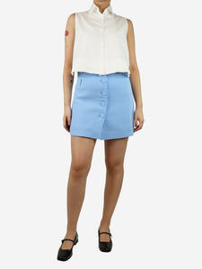 Carven Baby blue button-front crepe mini skirt - size UK 10