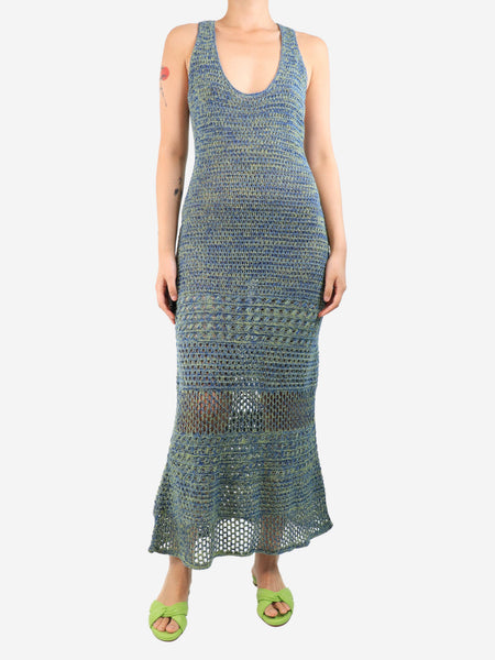 Blue crochet midi dress - size S product image