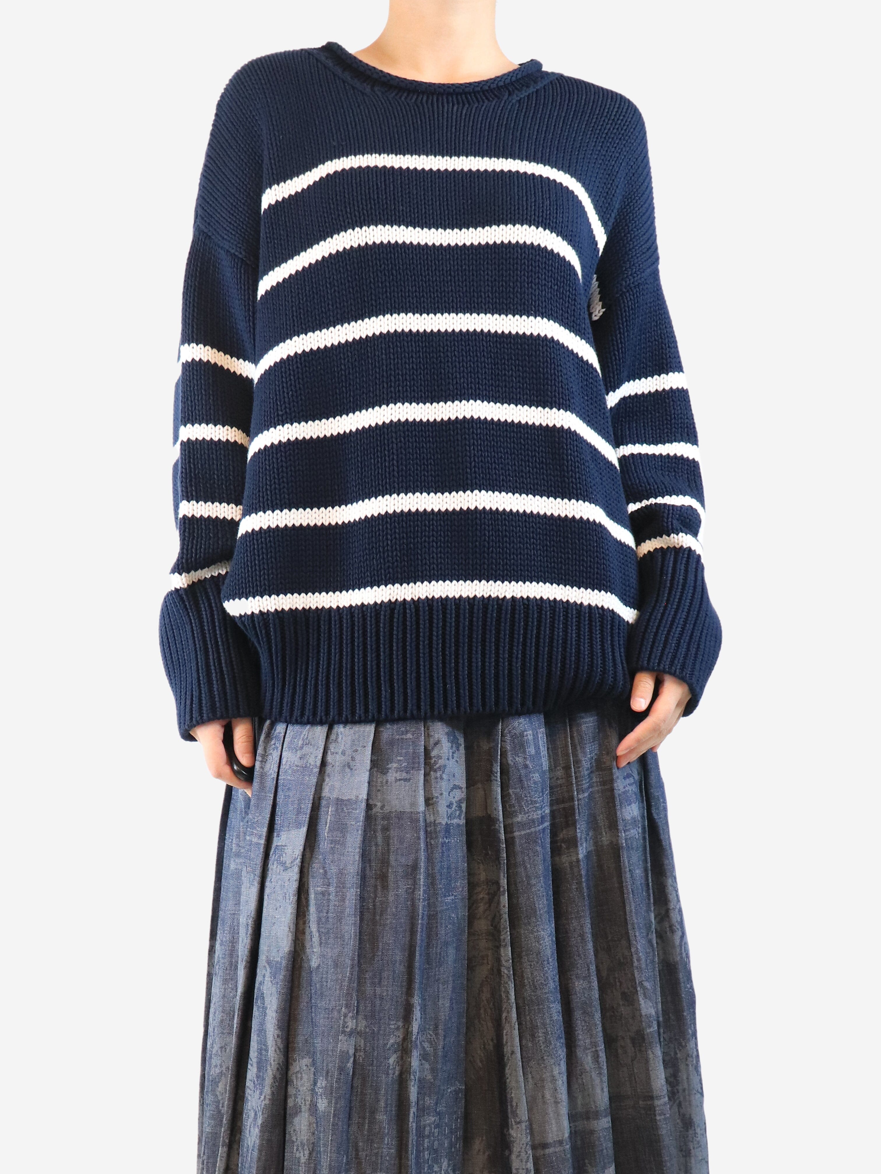 Navy striped jumper - size XL Knitwear La Ligne 