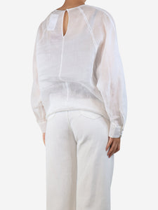 Max Mara Studio White panel-embroidered blouse - size UK 10
