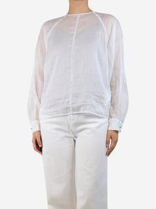 Max Mara Studio White panel-embroidered blouse - size UK 10