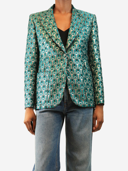 Green jacquard patterned blazer - size UK 6 product image