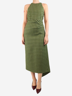 Green sleeveless check midi dress - size UK 10 Dresses Emilia Wickstead 