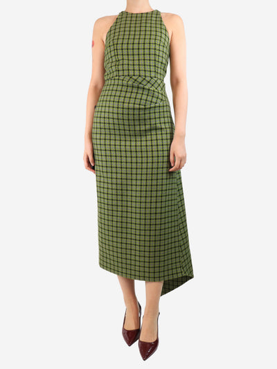 Emilia Wickstead pre-owned green sleeveless check midi dress - size UK 10 | Sign of the Times Emilia Wickstead pre-owned green sleeveless check midi dress - size UK 10 | Sign of the Times