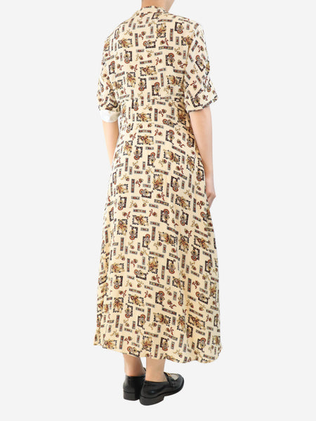 Cream printed midi dress - size UK 14 alternate image