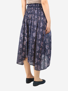 Isabel Marant Etoile Navy blue paisley printed midi skirt - size UK 8