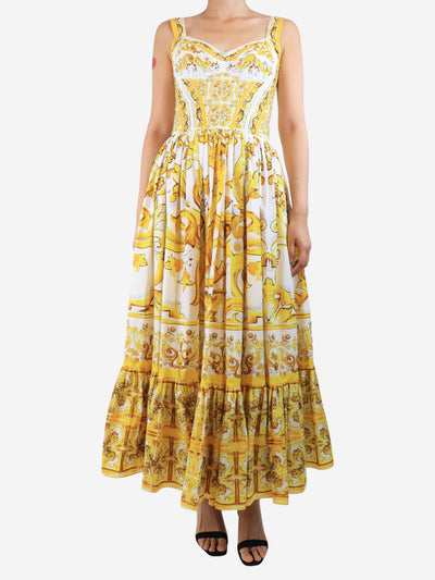Yellow floral printed maxi dress - size UK 8 Dresses Dolce & Gabbana 